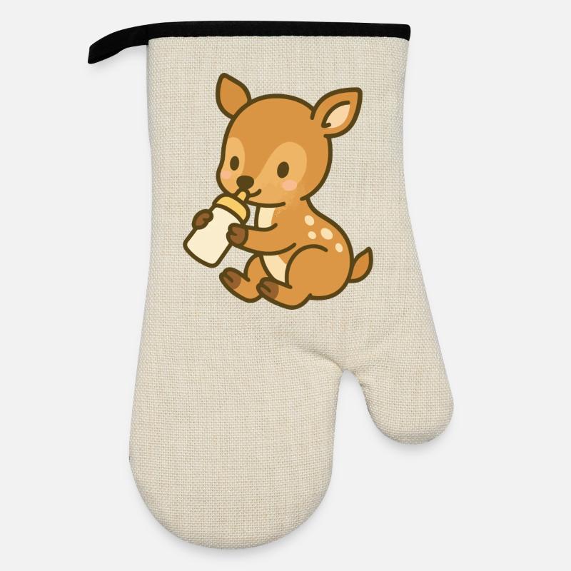 Fläschchen-Kitzliebe - Ofenhandschuh mit Gummibeschichtung - Leinen/Schwarz 