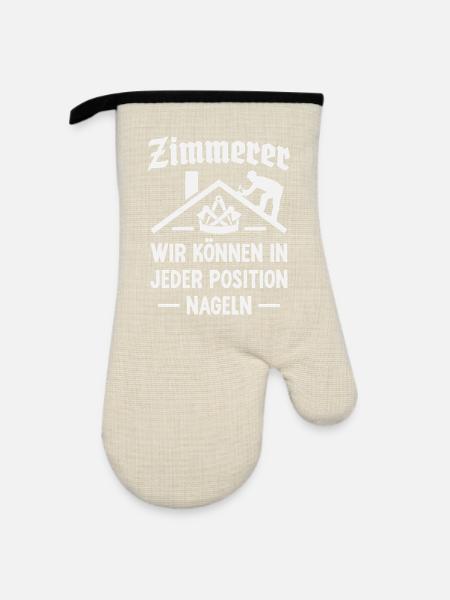 Zimmerer Handwerk Zimmermann Zunftzeichen - Ofenhandschuh mit Gummibeschichtung - Leinen/Schwarz