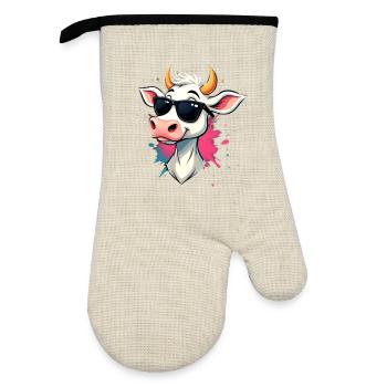 Se détendre avec des lunettes de soleil vache - Gant de cuisine avec revêtement en caoutchouc - lin/noir  - Devant