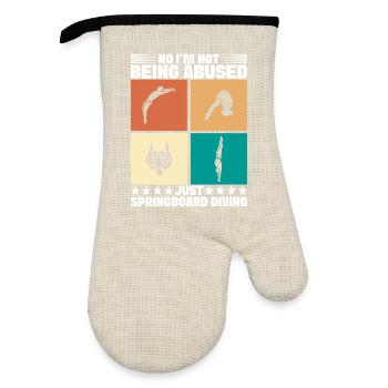 Diving diving board - Oven glove with rubber coating - linen/black  - Front