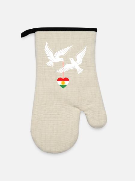 Kurdistan Kurden mit kurdischer Flagge - Ofenhandschuh mit Gummibeschichtung - Leinen/Schwarz