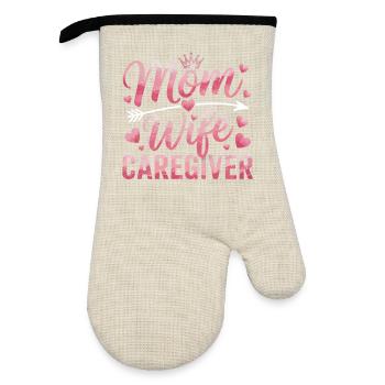 Motif cœur mère-fille - Gant de cuisine avec revêtement en caoutchouc - lin/noir  - Devant