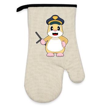 Hamster Policeman Baton Police - Oven glove with rubber coating - linen/black  - Front