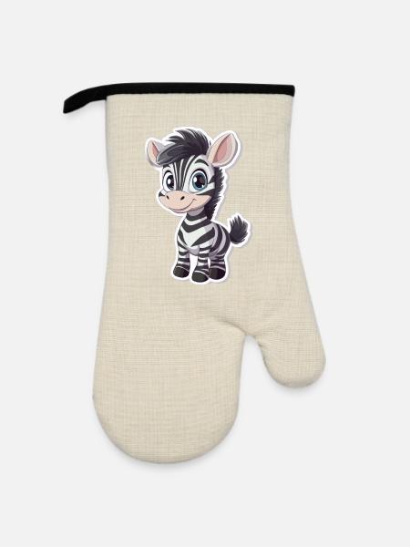 Zebra - Ofenhandschuh mit Gummibeschichtung - Leinen/Schwarz