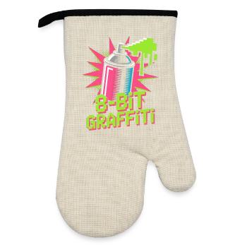8-bit Graffiti Pop Culture Rétro Jeu vidéo - Gant de cuisine avec revêtement en caoutchouc - lin/noir  - Devant