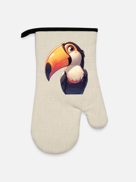 Tukane Tukan - Ofenhandschuh mit Gummibeschichtung - Leinen/Schwarz