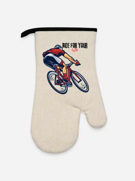 Rennrad gravel geschenk - Ofenhandschuh mit Gummibeschichtung - Leinen/Schwarz
