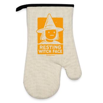 Resting Witch Face Funny Halloween Saying Costume - Oven glove with rubber coating - linen/black  - Front