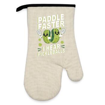 Pickleball Cucumber Pickle Gift - Oven glove with rubber coating - linen/black  - Front