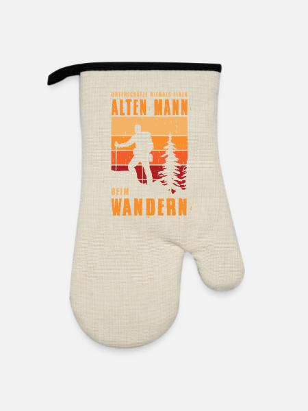 Wandern Sprüche Wanderer Wanderoutfits - Ofenhandschuh mit Gummibeschichtung - Leinen/Schwarz 