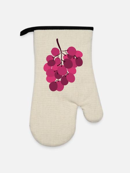 Lebendige rosa Trauben Traube - Ofenhandschuh mit Gummibeschichtung - Leinen/Schwarz
