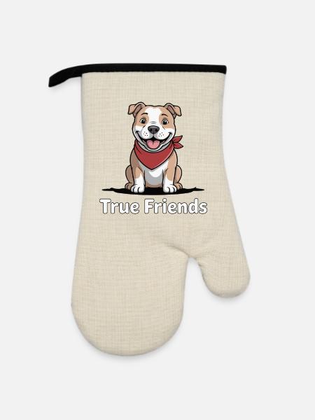 True Friends Hundehalstuch - Ofenhandschuh mit Gummibeschichtung - Leinen/Schwarz