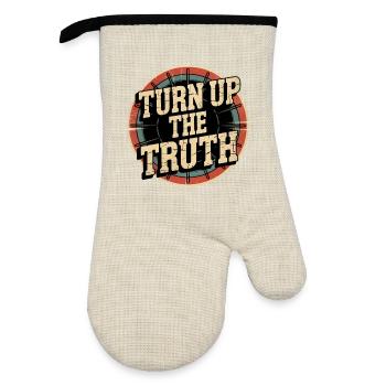 Retro Grunge – Turn Up The Truth - Ofenhandschuh mit Gummibeschichtung - Leinen/Schwarz  - Vorne
