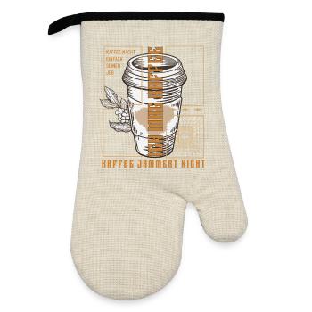 Coffee just does its job retro - Oven glove with rubber coating - linen/black  - Front