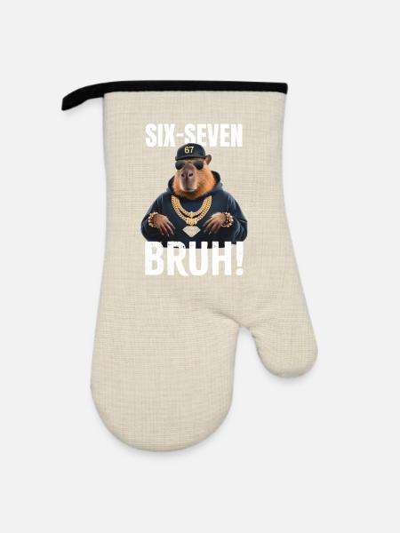 Capyara Sechs Sieben - Ofenhandschuh mit Gummibeschichtung - Leinen/Schwarz