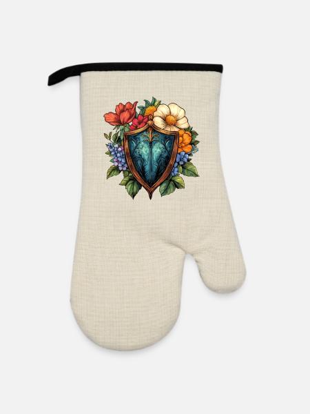 Blumenshield Heraldik - Ofenhandschuh mit Gummibeschichtung - Leinen/Schwarz 