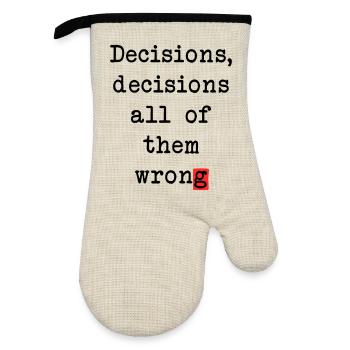 Wrong Decisions Club - Oven glove with rubber coating - linen/black  - Front