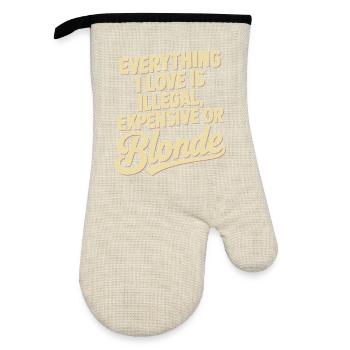 Everything I Love Illegal Expensive Blonde Men - Oven glove with rubber coating - linen/black  - Front