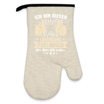 Pool Builder Sayings - Oven glove with rubber coating - linen/black  - Front