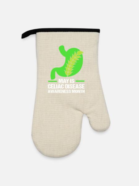 Glutenfrei Zöliakie - Ofenhandschuh mit Gummibeschichtung - Leinen/Schwarz
