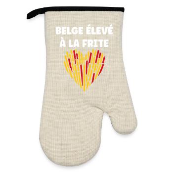 Belgische Liebhaber von Pommes Frites Herz - Ofenhandschuh mit Gummibeschichtung - Leinen/Schwarz  - Vorne