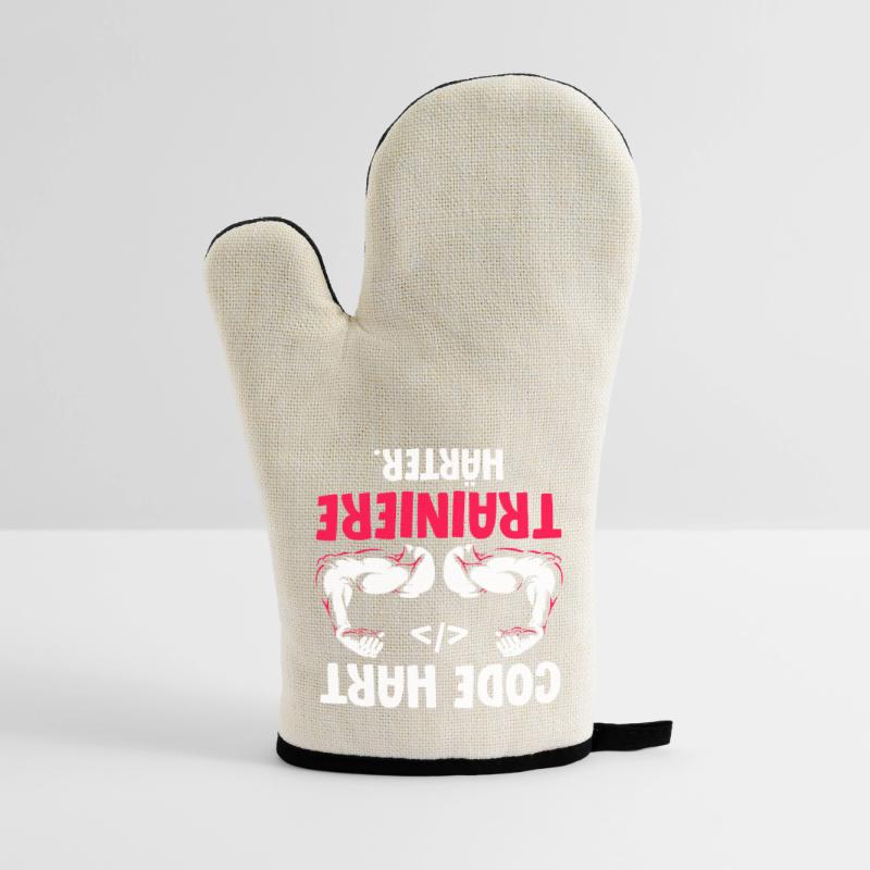 Coder CODE HARD TRAIN HARDER Funny Oven glove with rubber coating