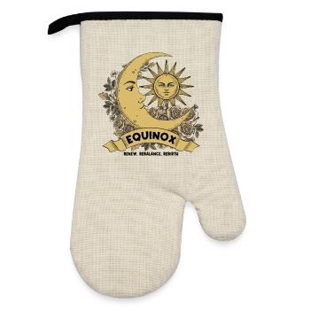 Equinox Renew Rebalance Rebirth Ostara Blessings - Oven glove with rubber coating - linen/black  - Front