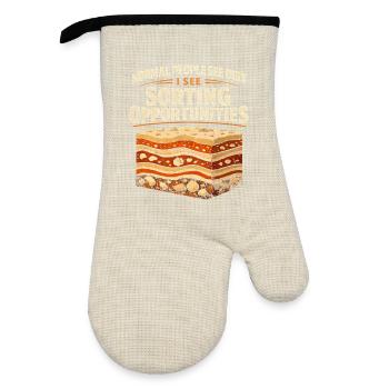 Dirt? No, sorting chance | Geology Humor - Oven glove with rubber coating - linen/black  - Front