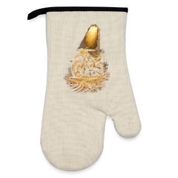 Dirtbike Dirt Bike Motocross - Oven glove with rubber coating - linen/black  - Front