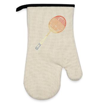 Badminton Racket Sketch - Oven glove with rubber coating - linen/black  - Front