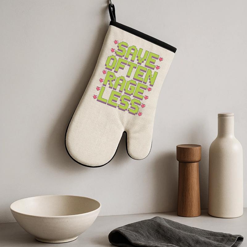 Game Developer Save Often Rage Less Web Developer Oven glove with rubber coating
