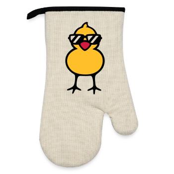 cool chick (rd) - Ofenhandschuh mit Gummibeschichtung - Leinen/Schwarz  - Vorne