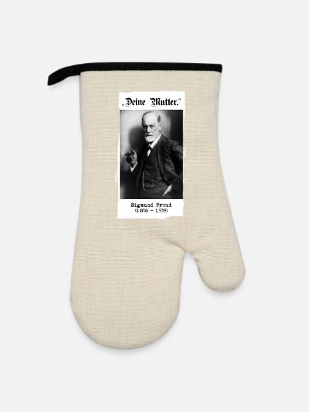 Sigmund Freud - "Deine Mutter." - Ofenhandschuh mit Gummibeschichtung - Leinen/Schwarz
