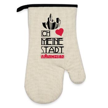 Stadt Liebe München Deutschland Spruch Geschenk - Ofenhandschuh mit Gummibeschichtung - Leinen/Schwarz  - Vorne