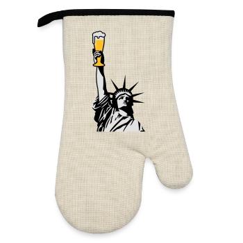 Free Beer - Oven glove with rubber coating - linen/black  - Front