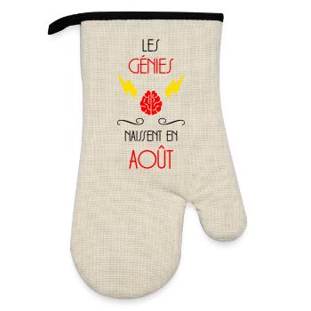 Les Génies Naissent en Août Humour Anniversaire - Gant de cuisine avec revêtement en caoutchouc - lin/noir  - Devant