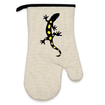 Salamandre Lézard Salamandre Gecko Feu - Gant de cuisine avec revêtement en caoutchouc - lin/noir  - Devant