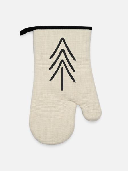 Tanne minimalistisch - Ofenhandschuh mit Gummibeschichtung - Leinen/Schwarz