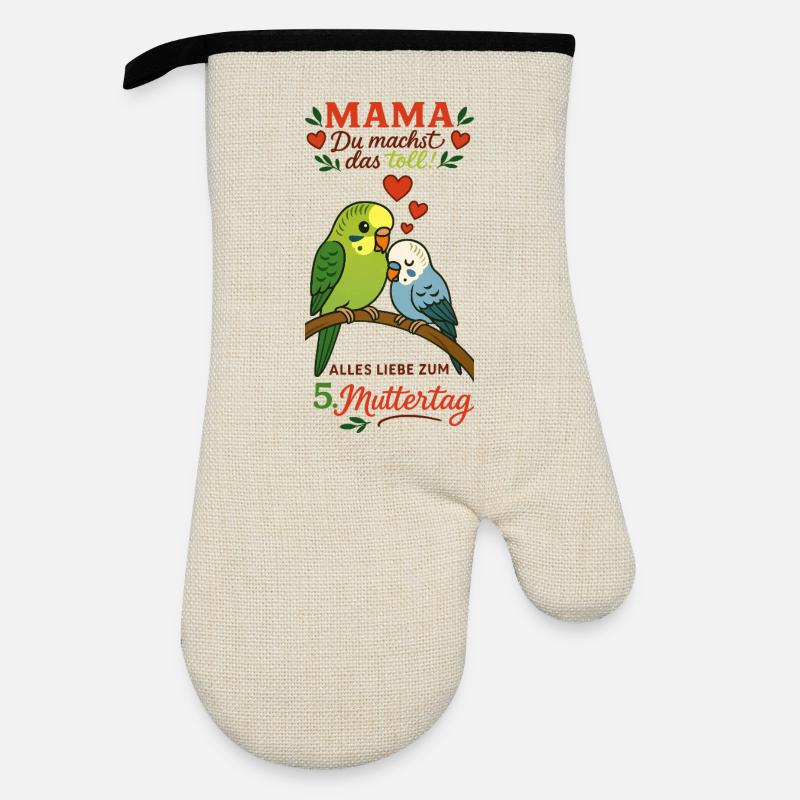 5. Muttertag - Ofenhandschuh mit Gummibeschichtung - Leinen/Schwarz 