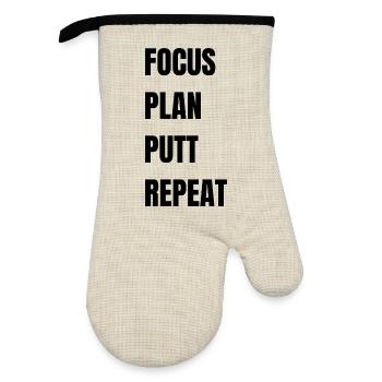 Golf Focus Plan Putt Repeat - Ofenhandschuh mit Gummibeschichtung - Leinen/Schwarz  - Vorne