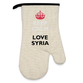 Keep Calm & Love Syria - Oven glove with rubber coating - linen/black  - Front