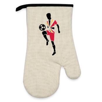 Joueur de foot avec ballon de foot - Gant de cuisine avec revêtement en caoutchouc - lin/noir  - Devant