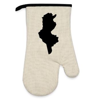 Map of Tunisia - Oven glove with rubber coating - linen/black  - Front