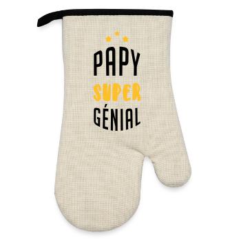 Papy Papi Grand Père Grand-Père Famille Noël - Oven glove with rubber coating - linen/black  - Front