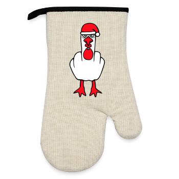 Mouette Doigt d’Honneur Baise Vous Noël En Colère - Gant de cuisine avec revêtement en caoutchouc - lin/noir  - Devant