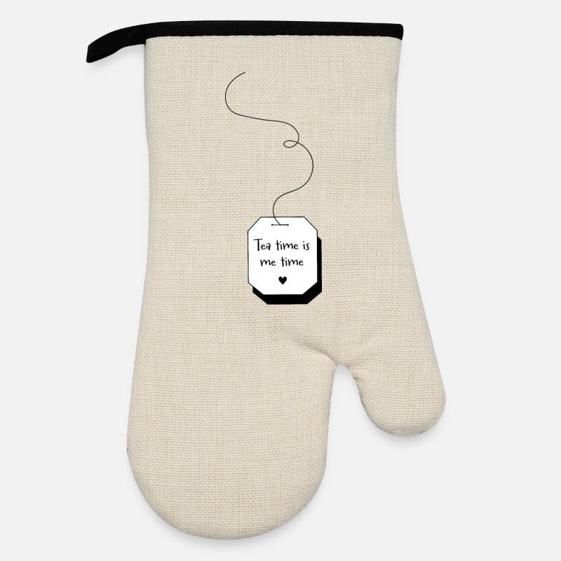 Tea time - Ofenhandschuh mit Gummibeschichtung - Leinen/Schwarz 