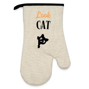 Look Cat - Gant de cuisine avec revêtement en caoutchouc - lin/noir  - Devant