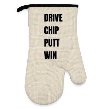 Golf Drive Chip Putt Win - Ofenhandschuh mit Gummibeschichtung - Leinen/Schwarz  - Vorne
