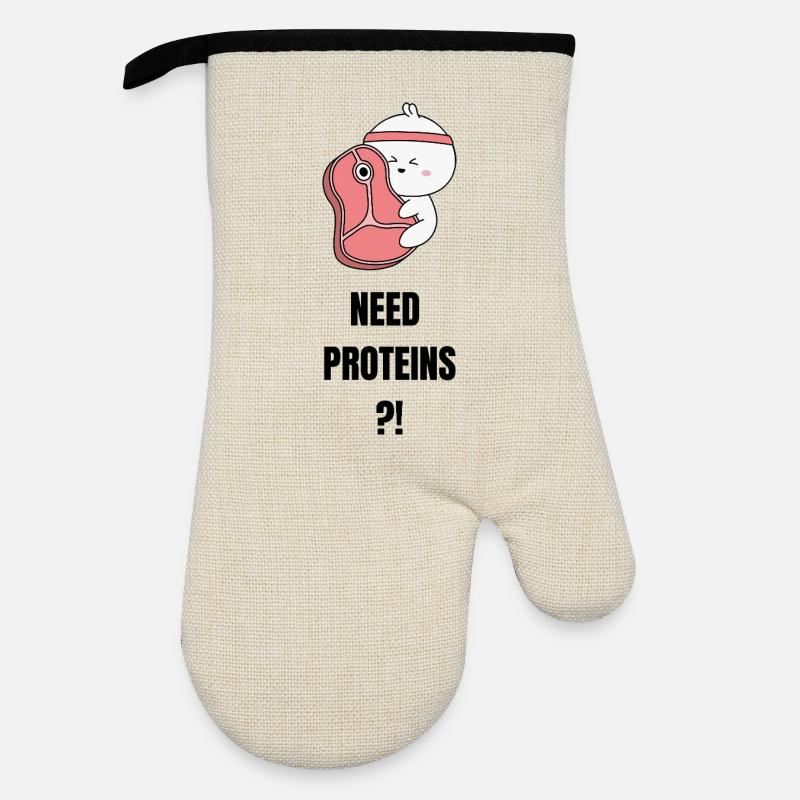 Need Proteins - Ofenhandschuh mit Gummibeschichtung - Leinen/Schwarz 