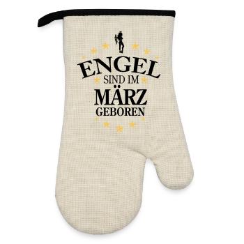 Angel March - Oven glove with rubber coating - linen/black  - Front
